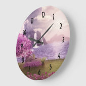 Wasserfälle und Kirchen Bäume um den See Große Wanduhr (Winkel)