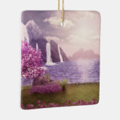 Wasserfälle und Kirchen Bäume um den See Keramikornament (Rechts)