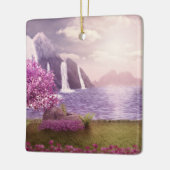 Wasserfälle und Kirchen Bäume um den See Keramikornament (Links)