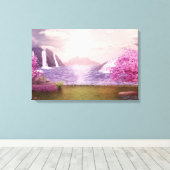 Wasserfälle und Kirchen Bäume um den See Leinwanddruck (Insitu (Holzboden))