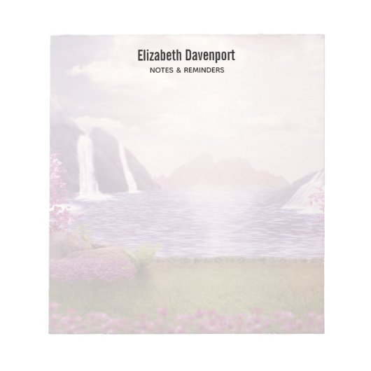 Wasserfälle und Kirchen Bäume um den See Notizblock (Vorderseite)