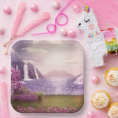 Wasserfälle und Kirchen Bäume um den See Pappteller (Party)