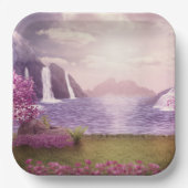 Wasserfälle und Kirchen Bäume um den See Pappteller (Vorderseite)