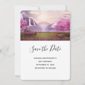 Wasserfälle und Kirchen Bäume um den See Save The Date (Vorderseite)