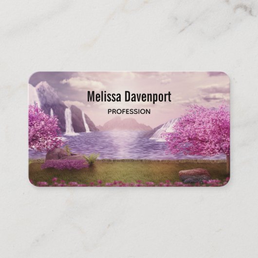 Wasserfälle und Kirchen Bäume um den See Visitenkarte (Vorderseite)