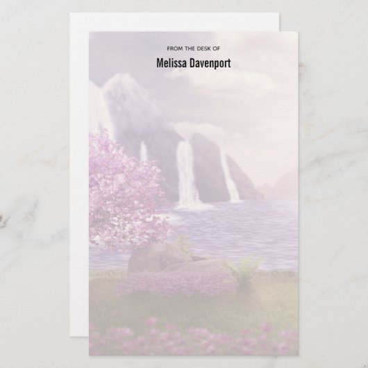 Wasserfälle und Kirschbaume rund um den See Briefpapier (Vorne/Hinten)