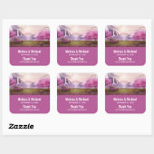 Wasserfälle und Kirschbaume rund um den See Quadratischer Aufkleber (Blatt)