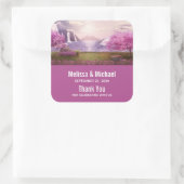 Wasserfälle und Kirschbaume rund um den See Quadratischer Aufkleber (Tasche)