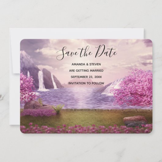 Wasserfälle und Kirschbaume rund um den See Save The Date (Vorderseite)