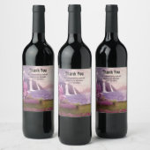 Wasserfälle und Kirschbaume rund um den See Weinetikett (Flaschen)