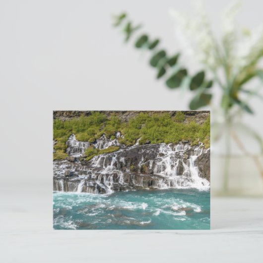 Wasserfälle von Hraunfossar - Western Island Postkarte (Stehend Vorderseite)