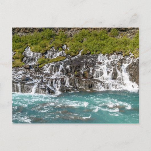 Wasserfälle von Hraunfossar - Western Island Postkarte (Vorderseite)