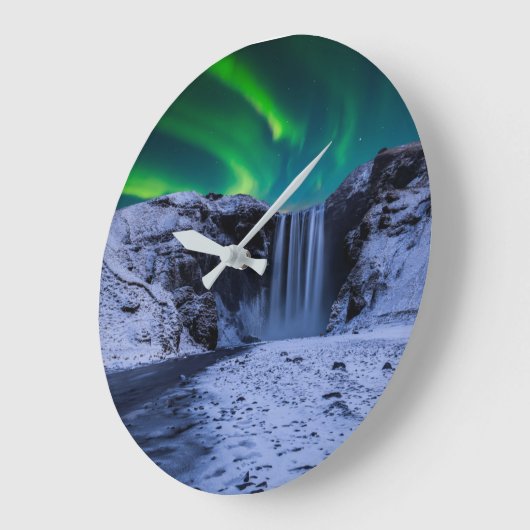 Wasserfälle | Wasserfall Skógafoss Große Wanduhr (Winkel)