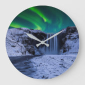 Wasserfälle | Wasserfall Skógafoss Große Wanduhr (Vorderseite)