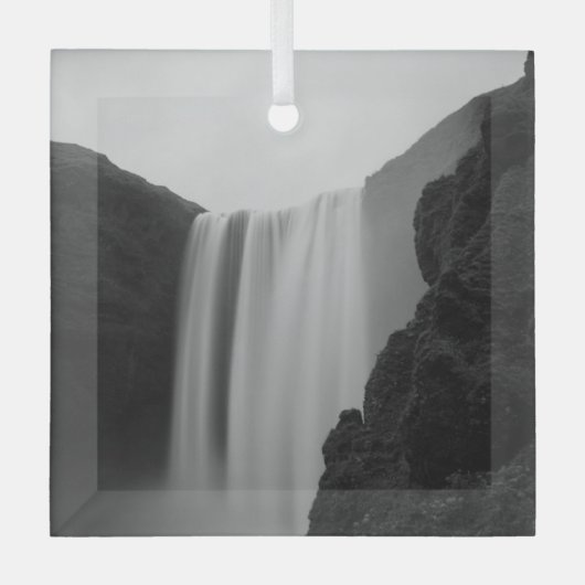 Wasserfälle | Wasserfall Skogafoss, Island Ornament Aus Glas (Vorderseite)