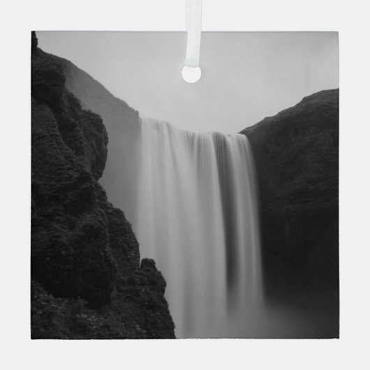 Wasserfälle | Wasserfall Skogafoss, Island Ornament Aus Glas (Rückseite)