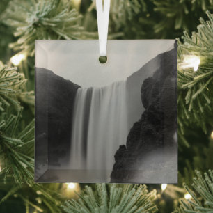 Wasserfälle   Wasserfall Skogafoss, Island Ornament Aus Glas