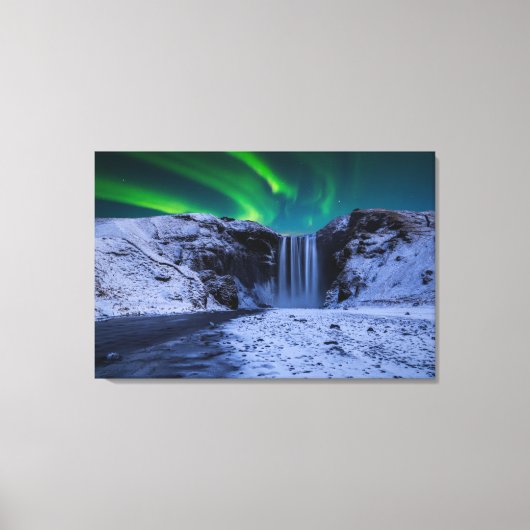 Wasserfälle | Wasserfall Skógafoss Leinwanddruck (Vorderseite)