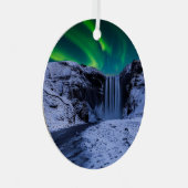 Wasserfälle | Wasserfall Skógafoss Ornament Aus Metall (Vorderseite Rechts)