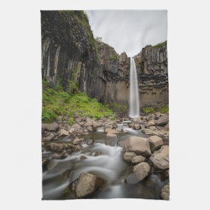 Wasserfälle Wasserfall Svartifoss, Südisland Geschirrtuch