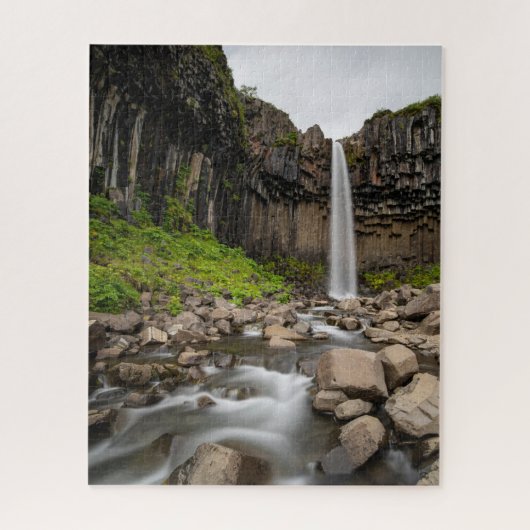 Wasserfälle | Wasserfall Svartifoss, Südisland Puzzle (Vertikal)