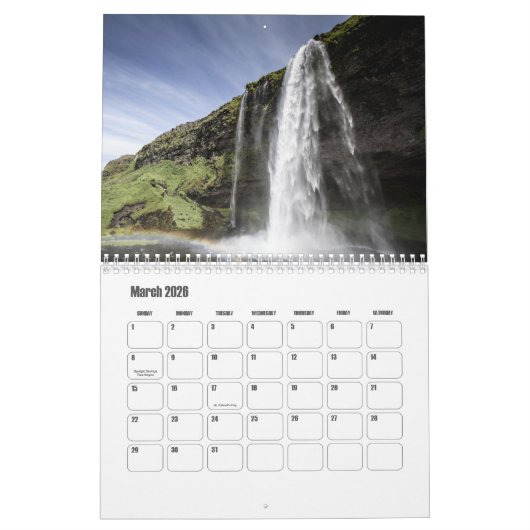 Wasserfallkalender Kalender (Mär 2026)