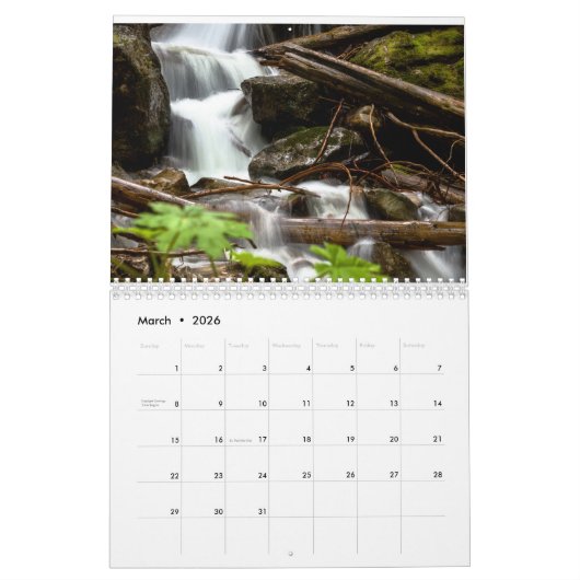 Wasserfallkalender Kalender (Mär 2026)
