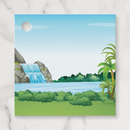 Wasserfalllandschaft Geschenkanhänger (Vorderseite)