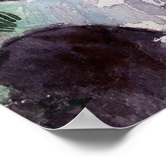 Wasserfalllandschaft Wasserfarbe auf Papier Poster (Ecke)