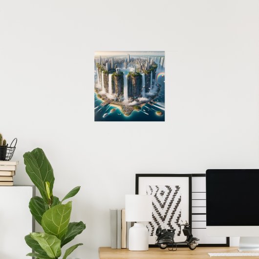 Wasserfallstadt Poster (Heimbüro)