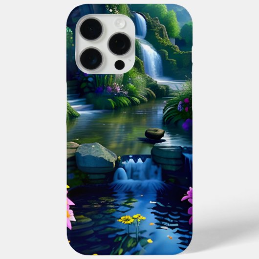 Wasserfallteich mit Blume Case-Mate iPhone Hülle (Rückseite)