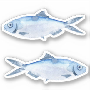Wasserfarb-Blau-Fisch-Vinyl-Aufkleber Aufkleber