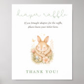 Wasserfarb-Hasen-Baby-Party-Windel-Raffle Poster (Vorne)