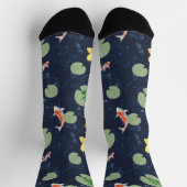 Wasserfarb-Koi-Fischteich nahtloses Muster Socken (Oben)