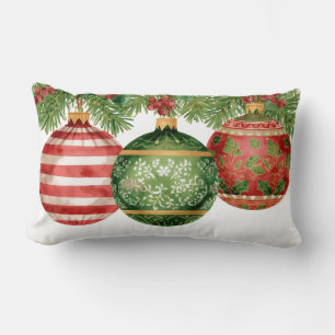 Wasserfarb-Ornamente Kiefernzweige Weihnachten Lendenkissen