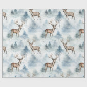 Wasserfarb-Winterwaldhirsche (5) Geschenkpapier (Flach)