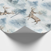 Wasserfarb-Winterwaldhirsche (5) Geschenkpapier (Ecke)