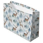 Wasserfarb-Winterwaldhirsche (5) Große Geschenktüte (Rückseite Schrägansicht)
