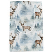 Wasserfarb-Winterwaldhirsche (5) Mittlere Geschenktüte (Vorderseite)