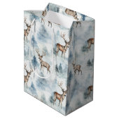 Wasserfarb-Winterwaldhirsche (5) Mittlere Geschenktüte (Rückseite Schrägansicht)