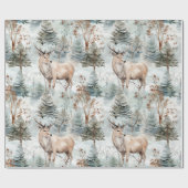 Wasserfarb-Winterwaldhirsche (6) Geschenkpapier (Flach)