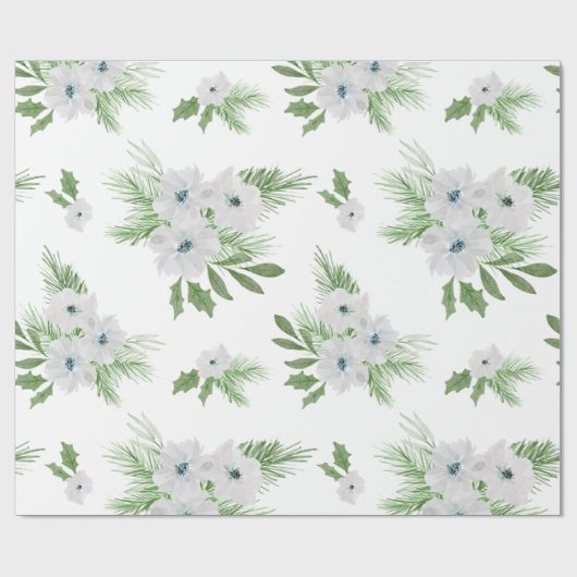 Wasserfarbanemon und Fichtenmuster Geschenkpapier (Flach)
