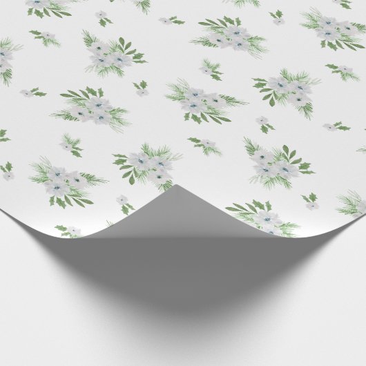 Wasserfarbanemon und Fichtenmuster Geschenkpapier (Ecke)