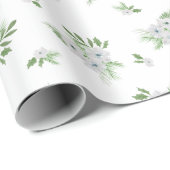 Wasserfarbanemon und Fichtenmuster Geschenkpapier (Rolleneckpunkt)