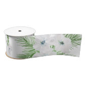 Wasserfarbanemon und Fichtenmuster Satinband (Spule)