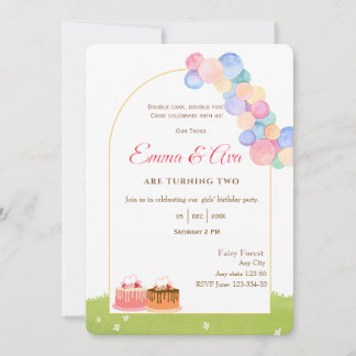 Wasserfarbballon-Zwillingsparty-Einladung Einladung