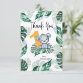 Wasserfarbbär Erster Geburtstag Foto Dankeskarte (Stehend Vorderseite)