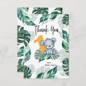 Wasserfarbbär Erster Geburtstag Foto Dankeskarte (Vorne/Hinten)