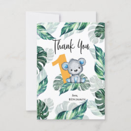 Wasserfarbbär Erster Geburtstag Foto Dankeskarte