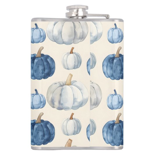 WASSERFARBBLAU UND WEISSE FALLPUMPKINE FLACHMANN (Rückseite)